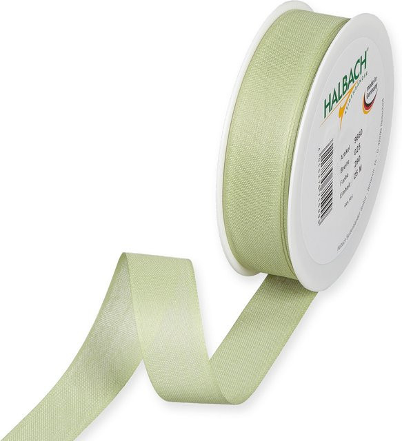 Halbach Dekoband in Baumwolloptik aus Polyester, Breite: 2,5 cm, Länge: 5 m, Hellgrün - Bild 1