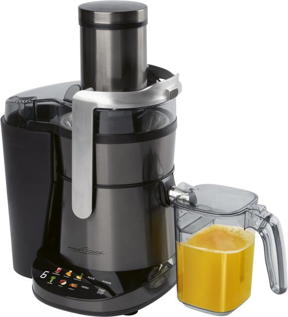 PROFICOOK PC-AE 1326 Entsafter Dark Inox mit 1000 Watt, Edelstahl-Einfüllschacht 8,5 cm, 1 Liter Saftbehälter und digitalem Touch-Display - Bild 1