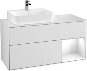 V&B Waschtischunterschrank Finion mit Wandbeleuchtung, Weiß lackiert, Breite: 120 cm, Höhe: 50,1 cm, Tiefe: 50,1 cm - Bild 1