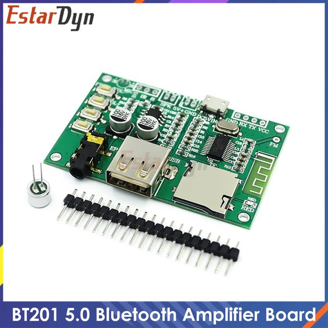 Estardyn BT201 Dual Mode 5.0 Bluetooth Audio Verstärker Board Modul mit TF-Karte und U-Disk, Transparent/Grün - Bild 1