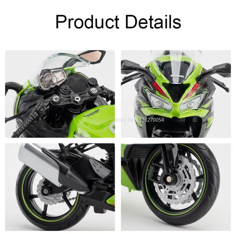 MAKEDA Diecast Modellmotorrad Kawasaki Ninja ZX-6R Legierung Spielzeug in Grün im Maßstab 1:12 - Bild 3