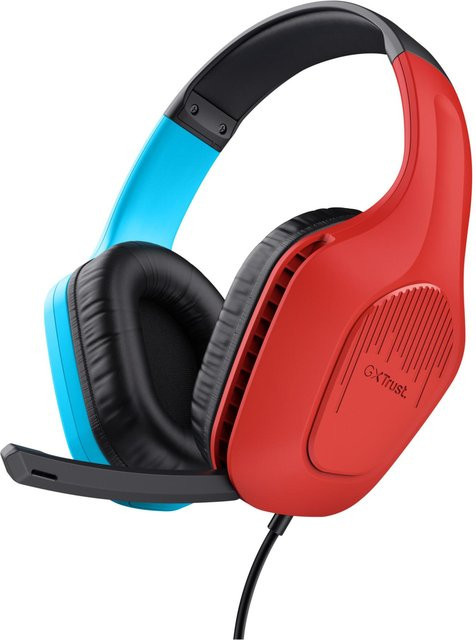 Trust Gaming GXT 416S Zirox Gaming-Headset Over-Ear in Schwarz/Cyan/Rot mit 3,5 mm Klinkenanschluss für Nintendo Switch, PlayStation und Xbox - Bild 1