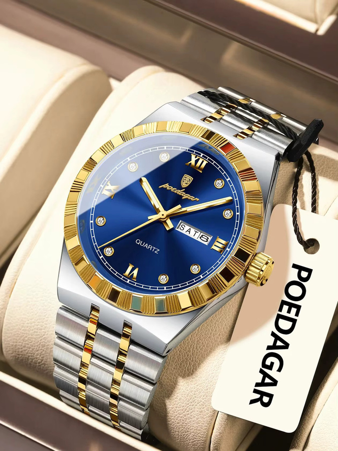 POEDAGAR Armbanduhr Edelstahl, Quarz, Silber, Herren - Bild 7