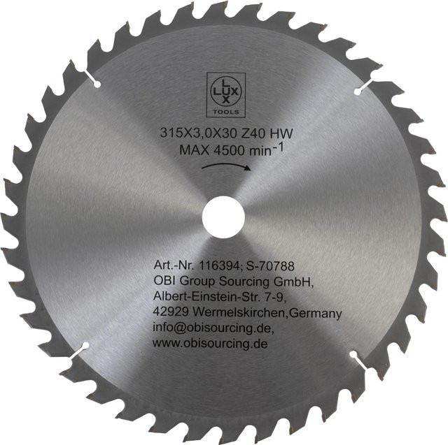 LUX-TOOLS HM Kreissägeblatt für Holz, silber, Durchmesser: 315 mm - Bild 1