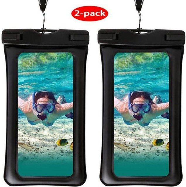 HOOXSPEED 2er-Pack Wasserdichte Schwimmende Smartphone-Tasche in Schwarz für Tauchen und Schwimmen - Bild 1