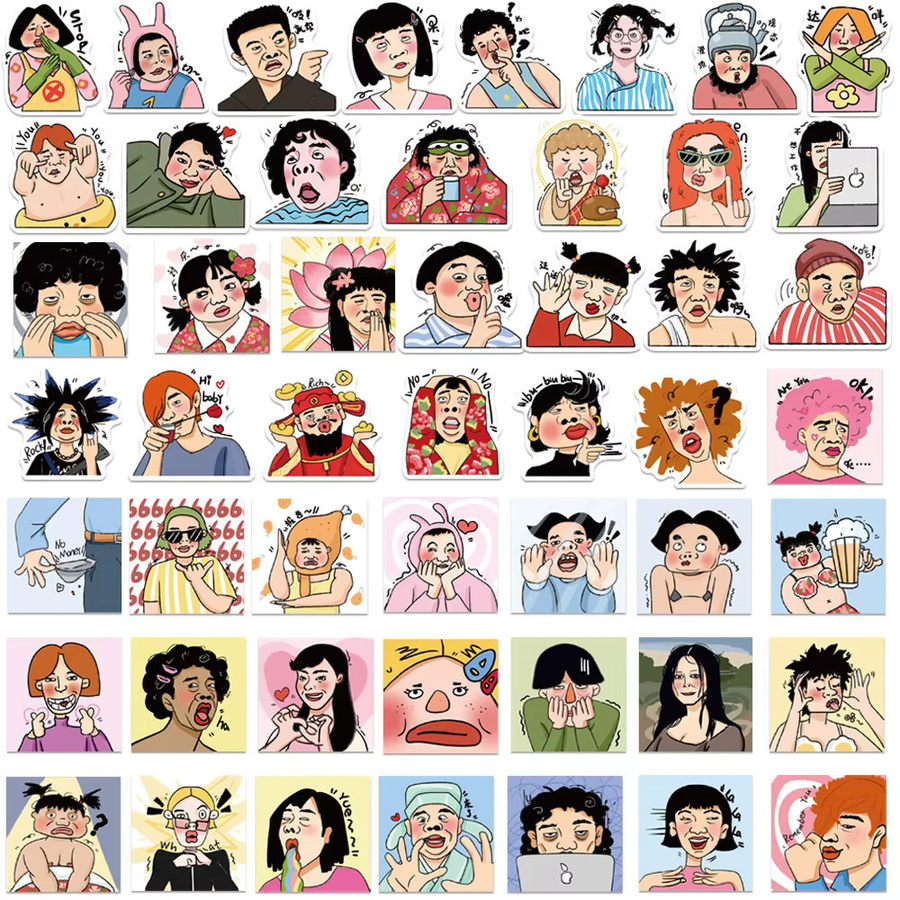 LOLEDE Anime Kpop Aufkleber Set mit lustigen Cartoon Mädchen, wasserfeste DIY Scrapbooking Sticker in Multicolour, 50 Stück - Bild 2