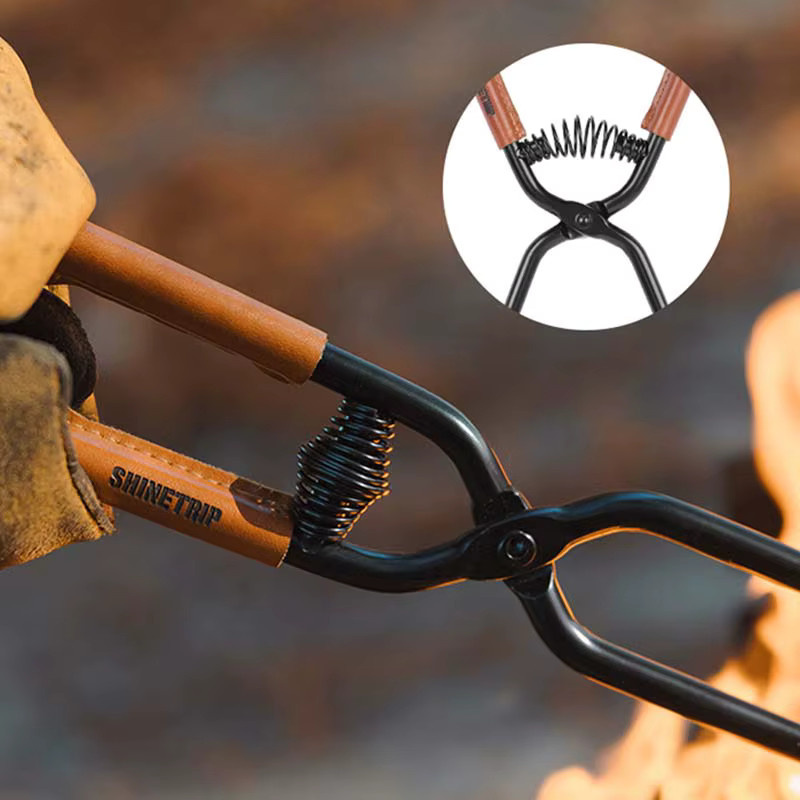 ShineTrip Outdoor-Camping-Feuerpoker aus schwarzem Kohlenstoffstahl mit Feuerkorb für Picknick und Grillen - Bild 3