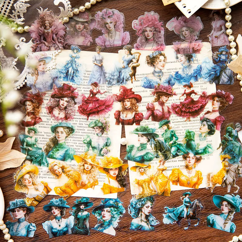 30 Stück Retro Prinzessinnen-Aufkleber in Multicolour für Scrapbooking und DIY-Projekte - Bild 2