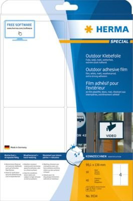 Herma wetterfeste Etiketten Nr. 9534 aus weißer Polyesterfolie, 10 Bogen mit je 40 Etiketten - Bild 1