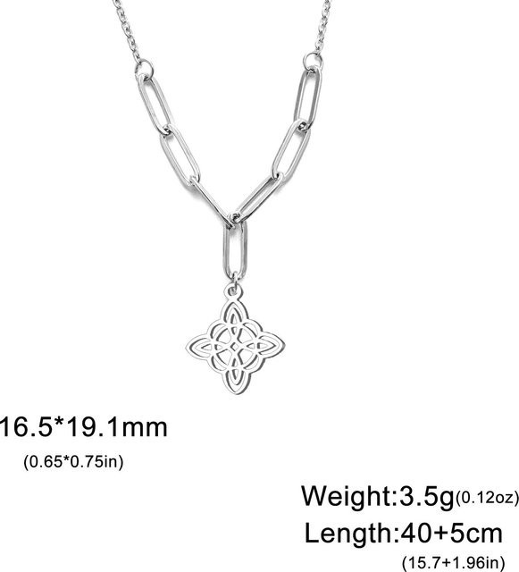 YULIN Halskette Hexenknoten Anhänger, Edelstahl, Gold, Damen, 45-50 cm - Bild 1
