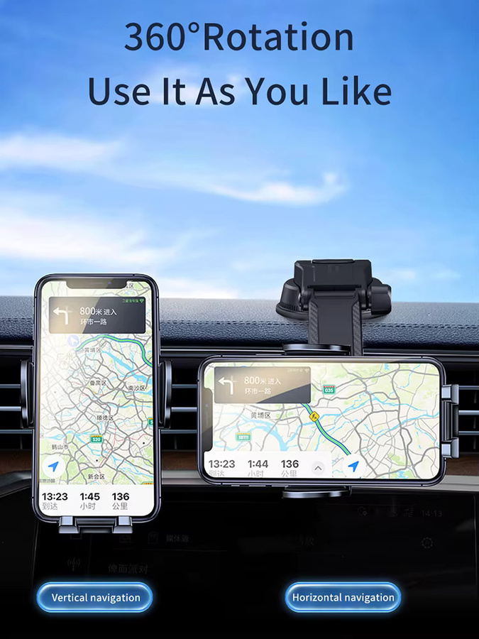 WiWU Universelle Autohalterung für iPhone und Samsung in Schwarz mit Saugnapf und verstellbarem Winkel für das Armaturenbrett - Bild 4