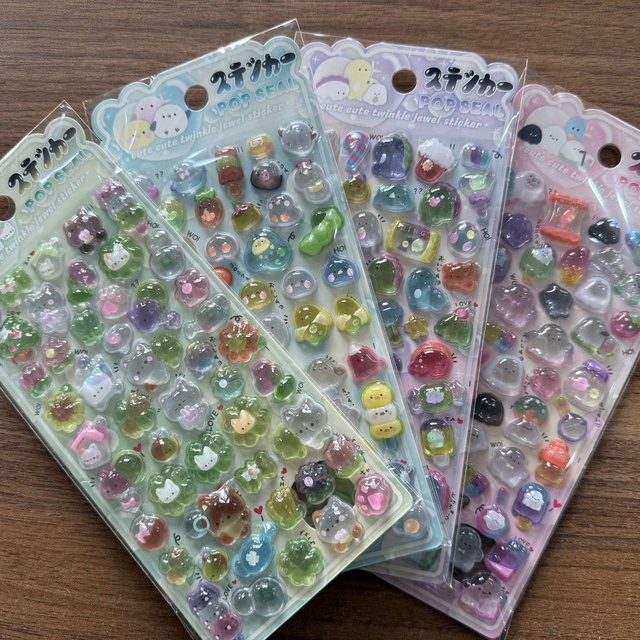 4 Stück Kawaii Tier-Pop-Aufkleber von BulingBulingStickers Store, transparente glitzernde dekorative Aufkleber in Multicolour für Scrapbook und Briefpapier - Bild 1