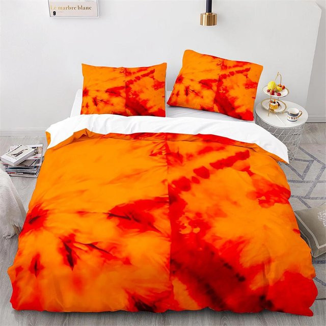 Bettwäsche Set Your Warm Home mit Feuer Muster in Blau, Orange und Grün, bestehend aus 1x Bettbezug und 2x Kissenbezügen, für Kinder und Teenager, B/H: 173 x 218 cm, Kissen: 50 x 70 cm - Bild 1