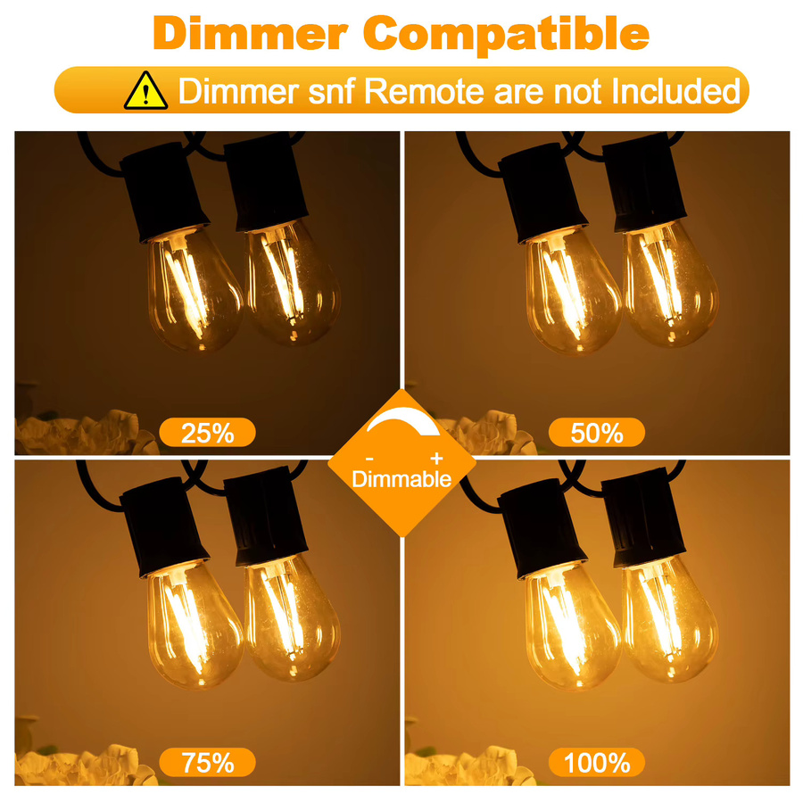 Grensk S14 LED Lichterkette Warmweiß Bernstein in Kunststoff, Wasserdicht und Bruchsicher mit EU-Stecker - Bild 6