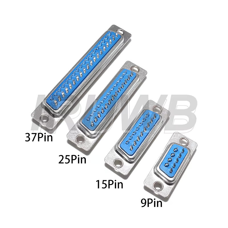 5er Set D-SUB Stecker und Buchsen Set für Seriellen Port in Blau, verschiedene Pin-Konfigurationen DB9 DB15 DB25 DB37, Löttyp für DIP-Montage, gerade Ausführung - Bild 1