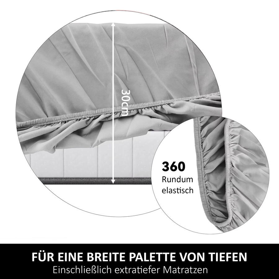 4-teiliges Bettwäsche-Set für 140 x 200 cm Bett, Bettbezug 140 x 210 cm, 2 Kissenbezüge 80 x 80 cm, modern und einfarbig in Grün, Weiß oder Grau - Bild 2