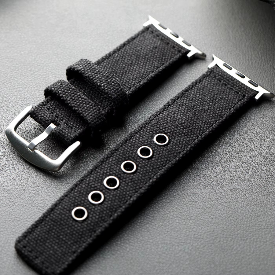 Raystray Uhrenarmband Canvas, Schwarz, Herren, kompatibel mit Apple Watch - Bild 2