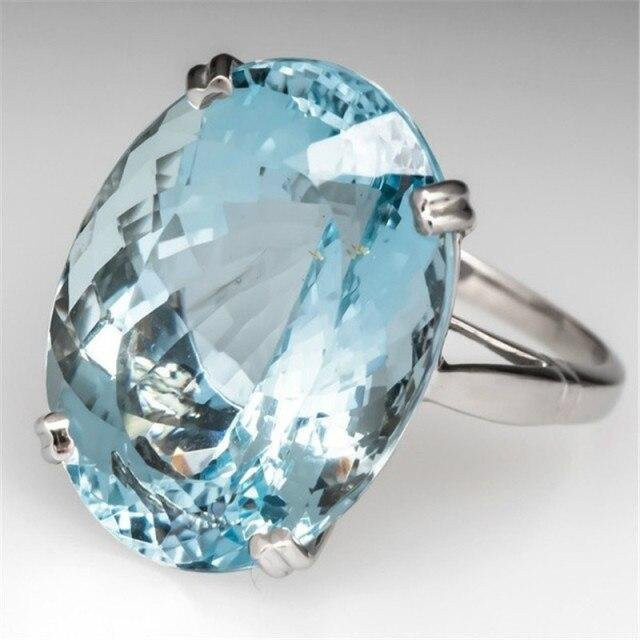 Wucifang Jewelry Verlobungsring 925 Sterling Silber, Ozeanblau, Zirkon, Damen - Bild 1
