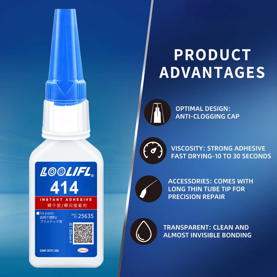 LOOLIFL Cyanacrylat Sekundenkleber Transparent 20g zur Reparatur von Kunststoff, Metall, Holz, Keramik, Glas und Gummi - Bild 2