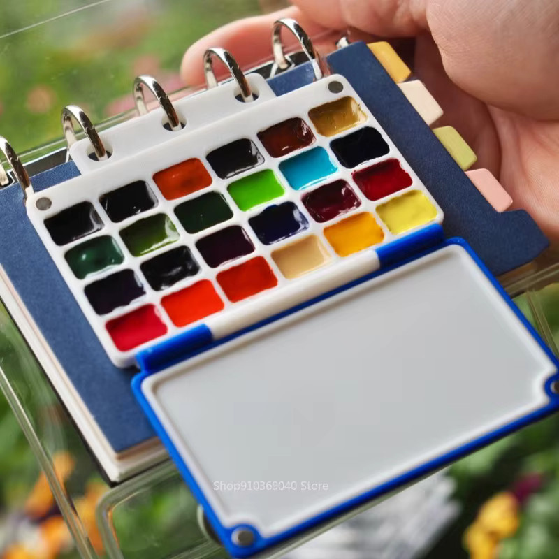 Tragbare Aquarell Palette aus Kunststoff für Schule und Reise in Rot und Mehrfarbig - Bild 4