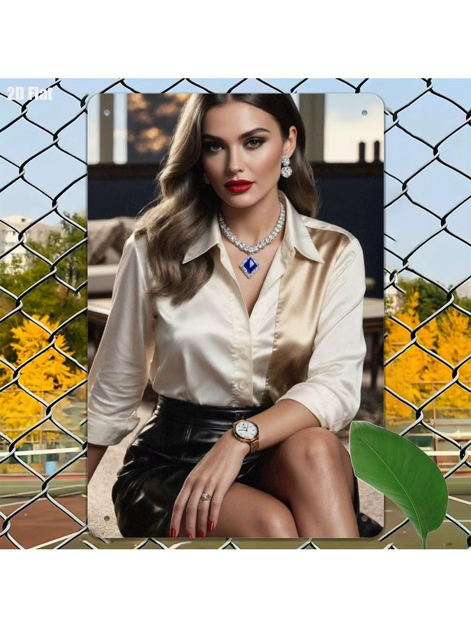 CIFBUY Retro Metall Wandkunst Schild mit rotem Lippenstift und goldenem Schmuckdesign in Rot, Gold und Multicolour - Bild 3