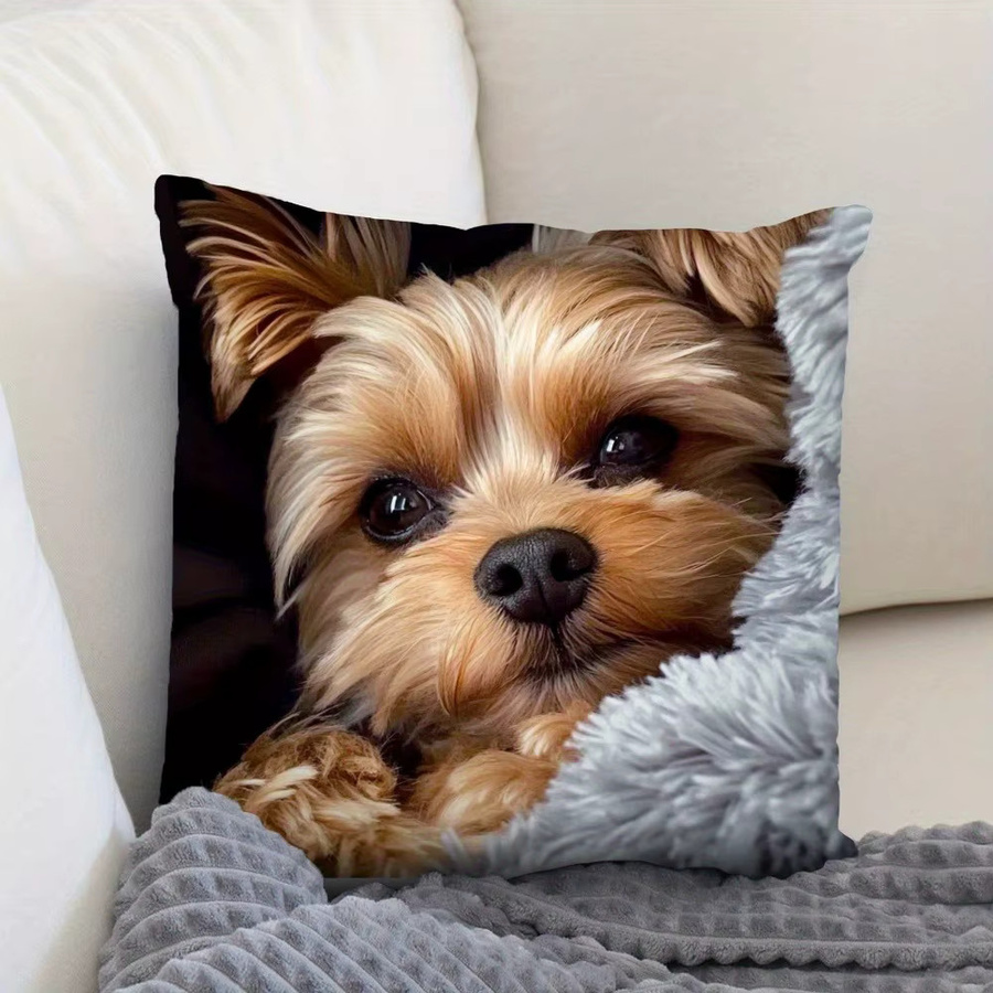Dekorativer Yorkshire Terrier Kissenbezug aus Polyester in Antik-Stil, quadratisch, B/B/H: 45 x 45 x 45 cm, Mehrfarbig, Marke ZZN - Bild 4