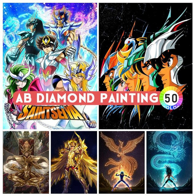 Saint Seiya Diamant-Gemälde DIY 5D Diamant-Mosaik mit AB Drill Japanischer Anime Kreuzstich Strass-Stickerei, Multicolor, B/H: 30,0 x 20,0 cm - Bild 1