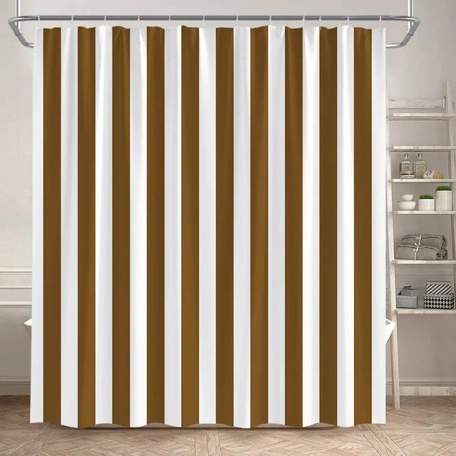 Baifenbai Home Furnishing Duschvorhang mit schwarz-weiß gestreiftem geometrischem Muster aus Polyester, B/H: 180 x 200 cm - Bild 1