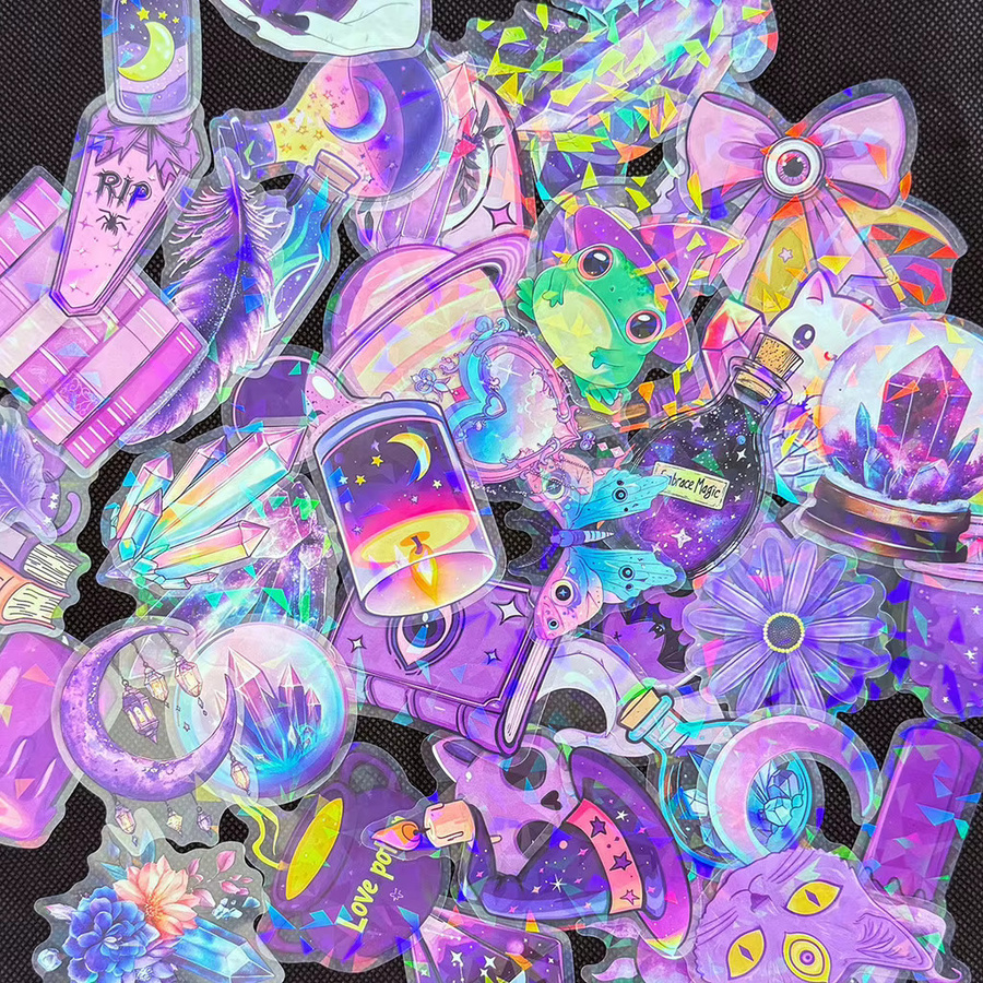 50 Stück transparente Laser-Gothic-Hexe-Aufkleber für Tablets, Telefone und Scrapbooks von RecordingYourLife Store - Bild 2