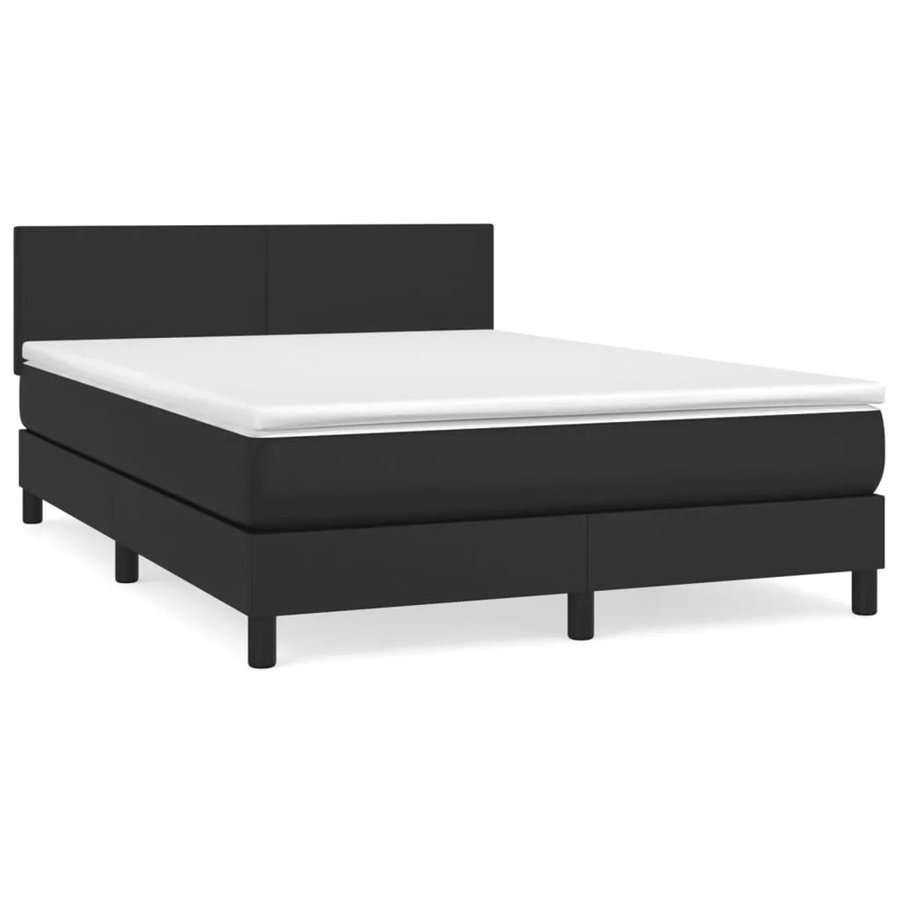 vidaXL Boxspringbett mit Matratze in Schwarz aus Kunstleder, Hybridbett mit Taschenfederkern, B/T/H: 140 x 200 x 78 cm - Bild 2