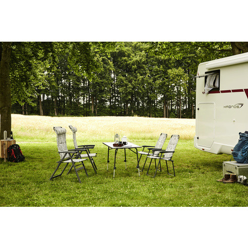 SIENA GARDEN Camping-Stuhl Natura mit Armlehnen aus UV-beständigem Polyester und pulverbeschichtetem Aluminiumgestell in Grau - Bild 2