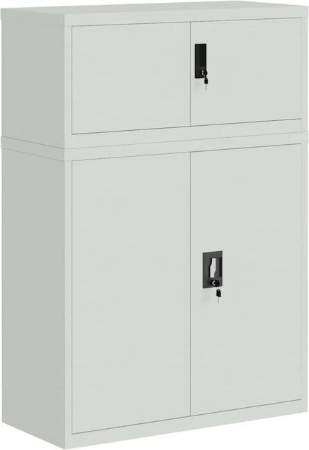 vidaXL Aktenschrank aus Stahl in Hellgrau mit Türen und Schloss, B/T/H: 90 x 40 x 130 cm - Bild 1