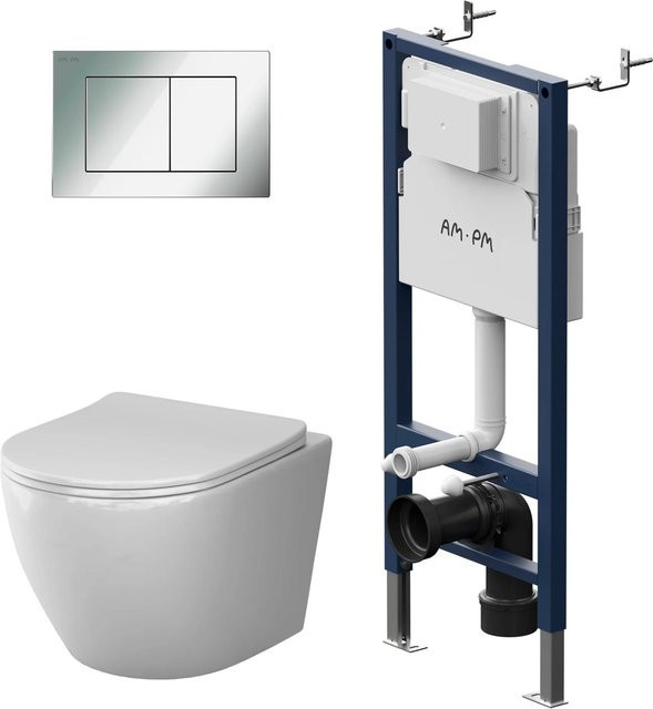 AM.PM WC Set Prime Fit Wand WC mit Vorwandelement und Spülkasten in Weiß IIS90251.LA1900 - Bild 1