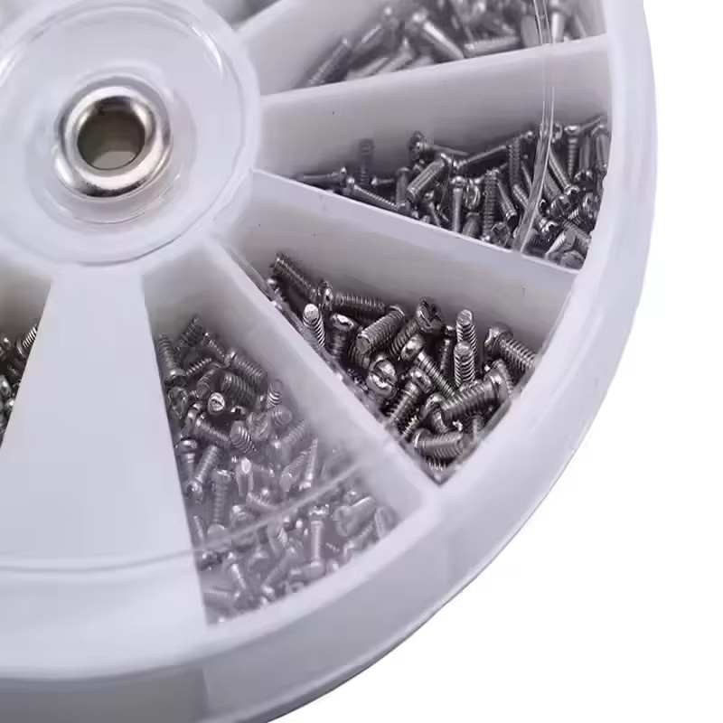 Vernickeltes Schraubenmutter-Sortiment-Set in Silber für Präzisions-DIY-Reparaturen an Elektronik, Brillen und Uhren aus Stahl - Bild 2