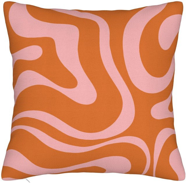 JMG Clothing Kissenbezug mit abstraktem Retro-Wirbelmuster in Orange und Rosa, Polyester, 40 x 40 cm - Bild 1