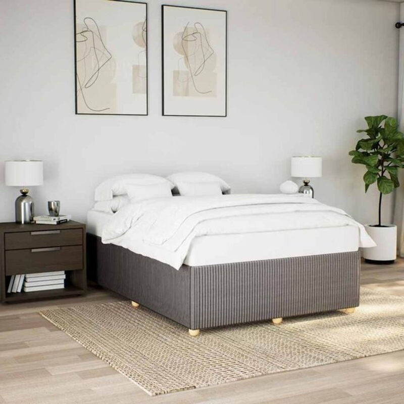 Polsterbett vidaxl in Taupe meliert mit Stoff und Holz, B/T/H: 140 x 200 cm - Bild 1