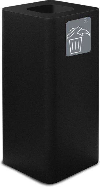Stil Casa PURE Abfallsammelbehälter aus lackiertem Stahl, Schwarz, 100 l, B/T/H: 38,3 x 38,3 x 82,5 cm - Bild 1