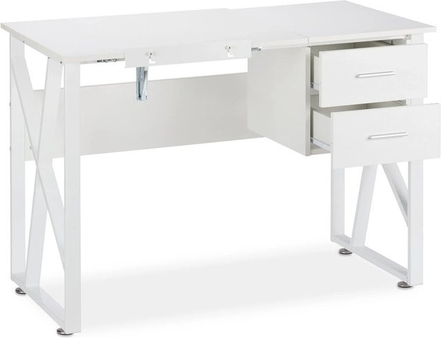 Relaxdays Zeichentisch in Weiß, höhenverstellbarer Schreibtisch aus Spanplatte mit neigbarer Tischplatte, B/T/H: 110 x 55 x 75 cm - Bild 1