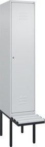 C+P Spind Classic PLUS Garderobenschrank mit Sitzbank, 1 Abteil, Lichtgrau, B/T/H: 212,0 x 40,0 x 81,5 cm - Bild 1