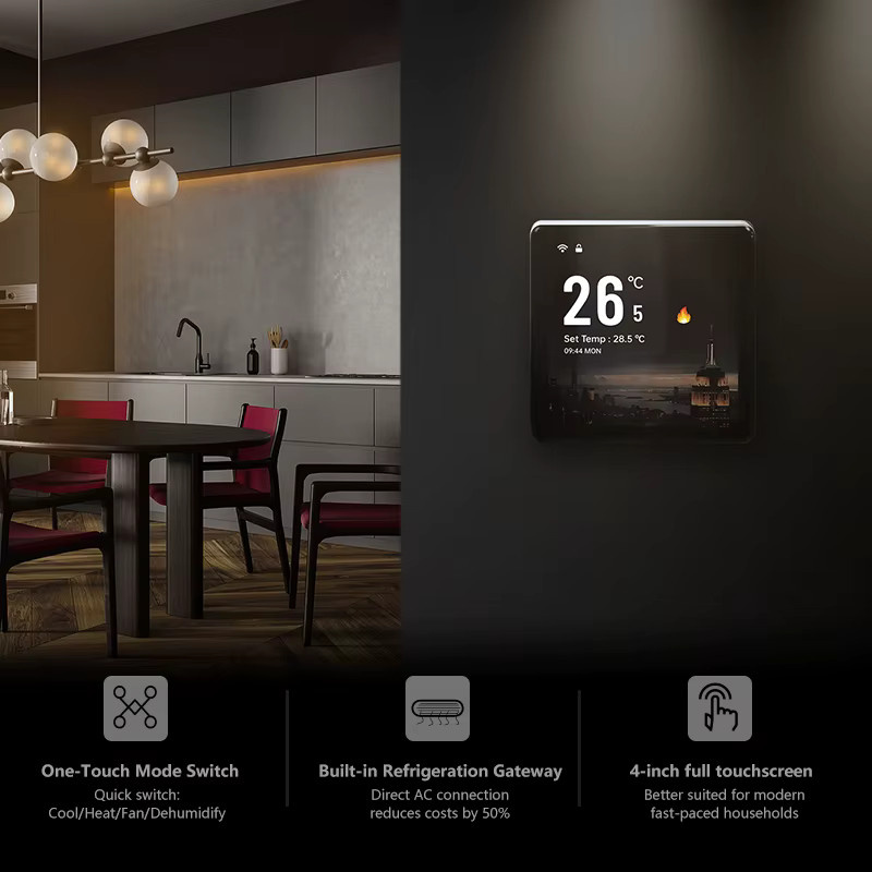 Wenzhi ZigBee VRF Zentrale Klimaanlage Thermostat mit Tuya Smart Life App-Steuerung, Digitaler Temperaturregler in Schwarz - Bild 3
