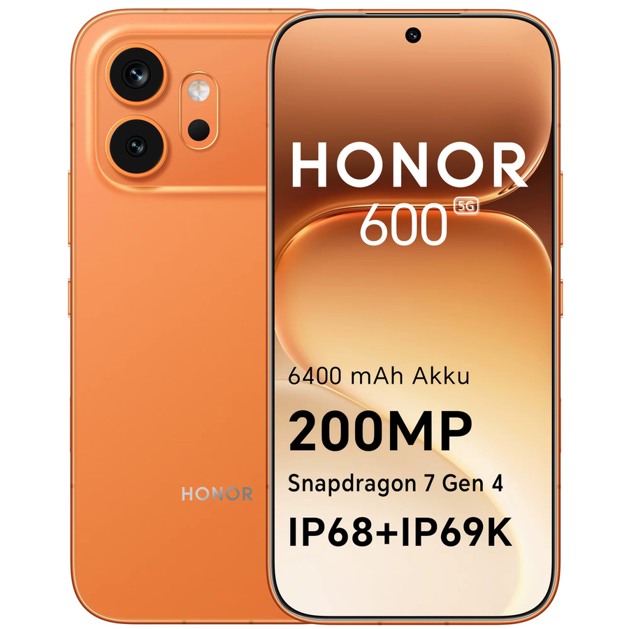 HONOR 600 Smartphone 5G Orange mit 256GB/512GB Speicher, 8GB RAM, 200MP AI-Kamera und 6,57 Zoll AMOLED Display, Snapdragon 7 Gen 3, 6400 mAh Akku, Android 16 - Bild 2