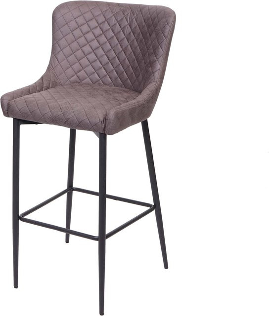 MCW Barhocker MCW-H79 im Vintage-Design mit Rautenmuster aus Stoff und Metall in Dunkelgrau - Bild 1