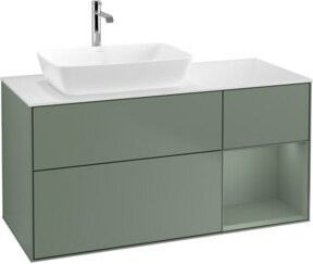 V&B Waschtischunterschrank Finion mit Wandbeleuchtung in Eiche lackiert, Breite: 120 cm, Tiefe: 50,1 cm, Höhe: 50,1 cm - Bild 1