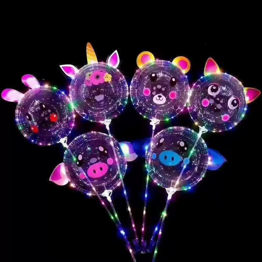 5 Stück LED-Ballonlichter in RGB mit transparenten Tier-Aufklebern für deine Geburtstagsparty-Dekoration, 20 Zoll - Bild 2