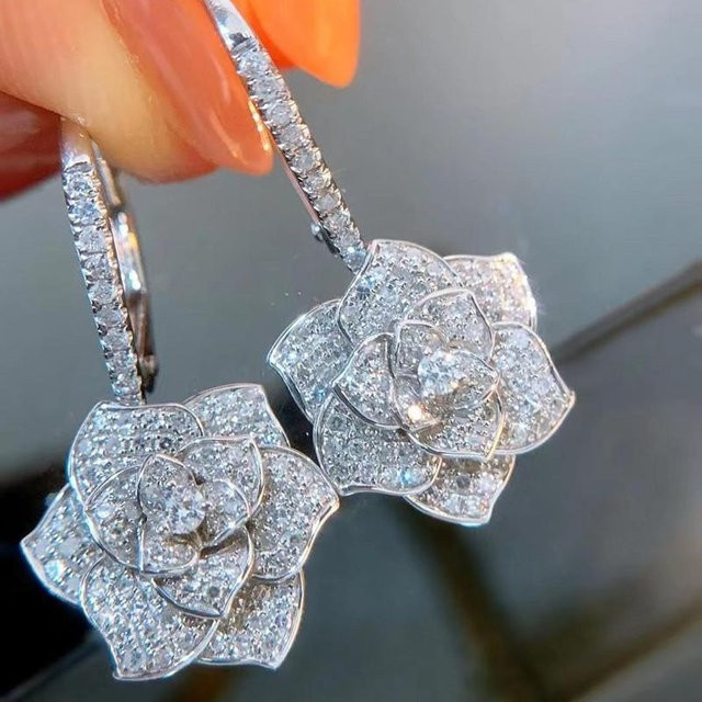 YIRAN Jewelry Ohrringe, Kupfer, Weiß, Zirkonia, Damen - Bild 1