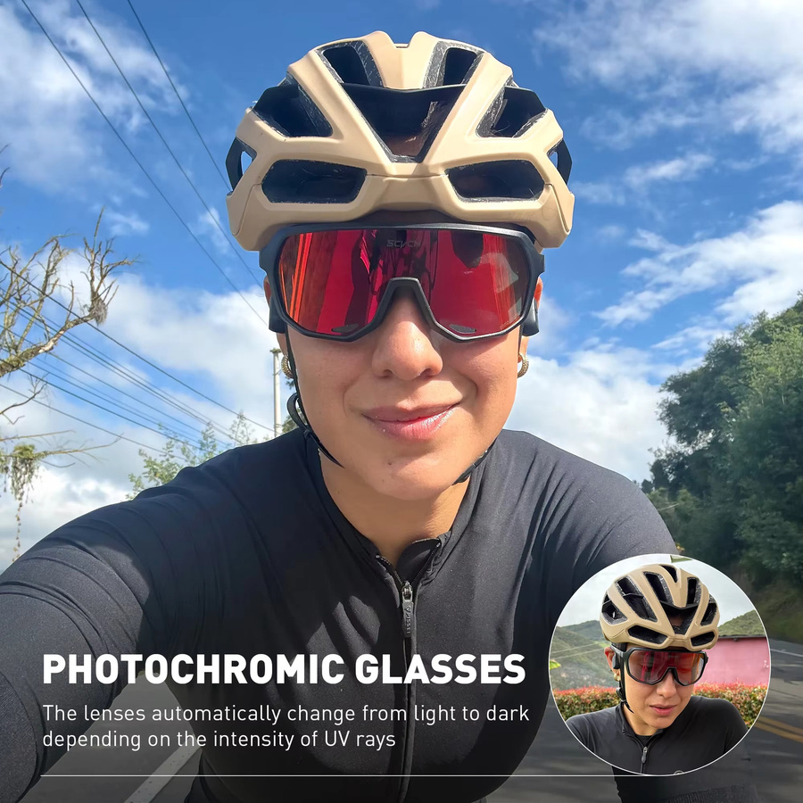 SCVCN Photochrome Sportsonnenbrille, Vollrand, Unisex, Kunststoff - Bild 1