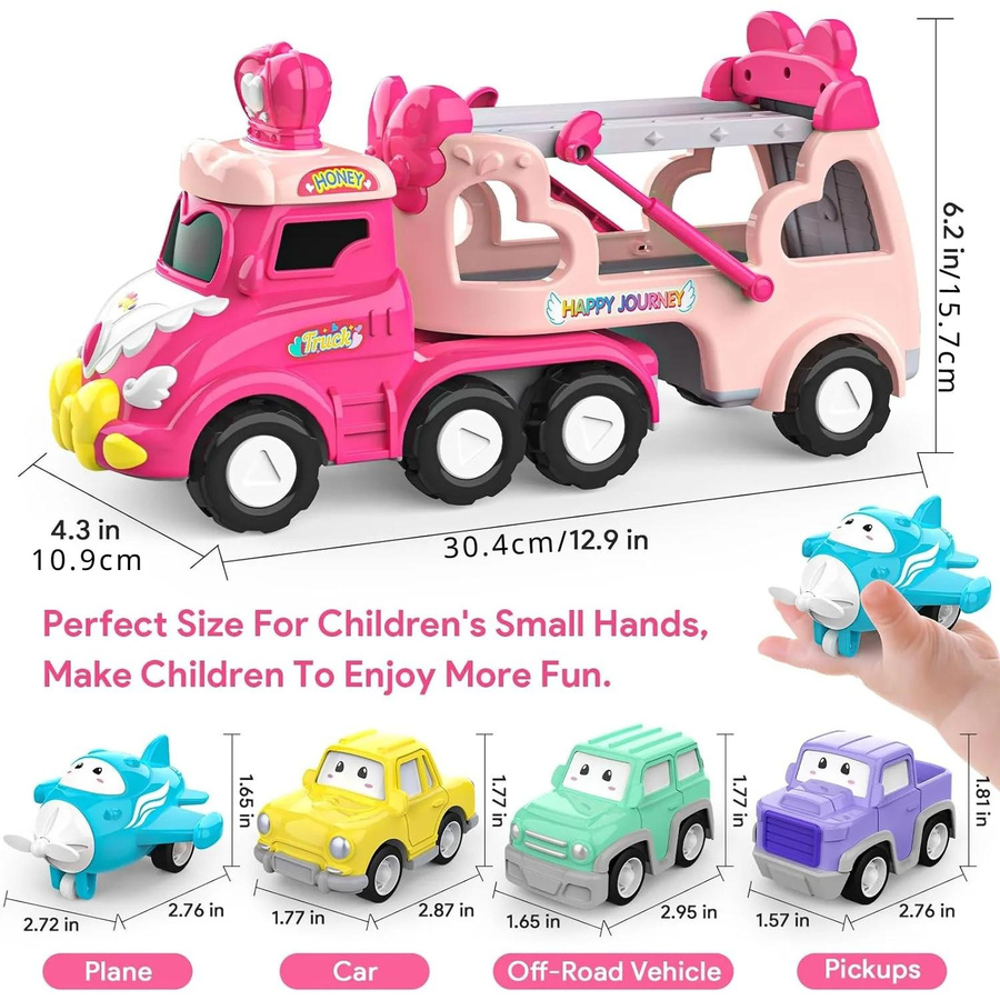 Fashnics Transportwagen-Spielzeugset mit Licht und Sound rosa 0-3 Jahre - Bild 1