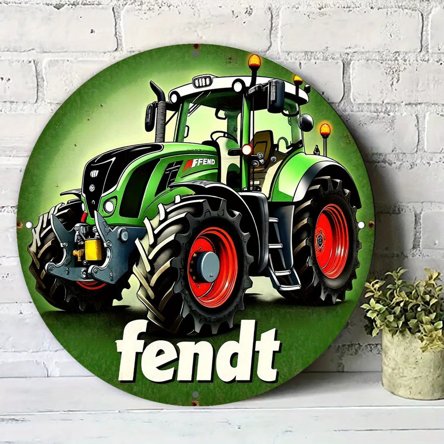Potdemiel Fendt Traktor Metallschild im Vintage-Stil als runde 2D-Wandkunst aus Aluminium, Durchmesser: 20 cm - Bild 4