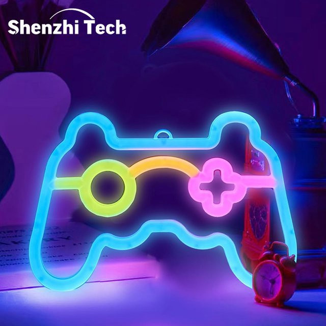 SHENZHITECH LED-Gamecontroller-Neon-Schild aus bruchsicherem PVC-Material in Multicolour für dein Gaming-Zimmer und Streaming-Hintergrund - Bild 1