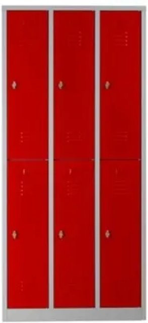 PROREGAL Garderobenspind Camel 6-Fächer in Grau-Rot mit Vorhängeschloss und Kleiderstange, H x B x T: 195 x 90 x 50 cm - Bild 1